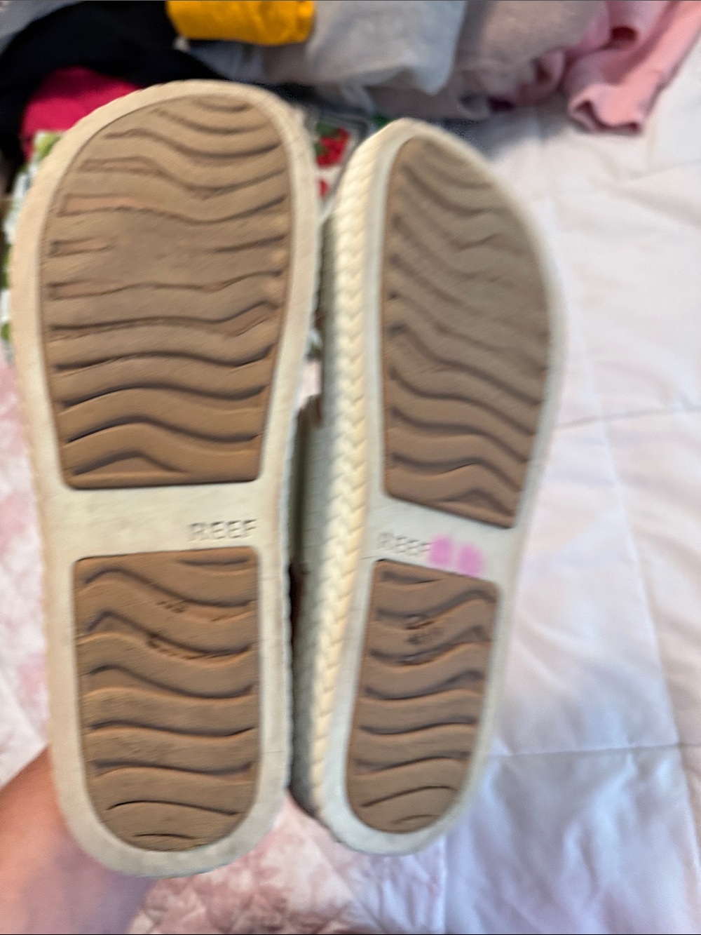 Reef White Double-Strap Sandals with Tan Footbed - Picture 8 of 8